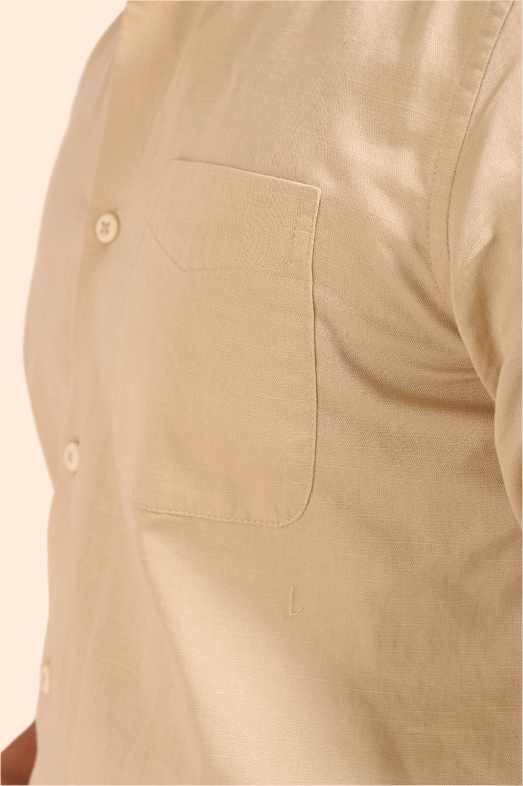 Jonesburg Men's Beige Slub Satin Slim Fit Semi Formal Shirt