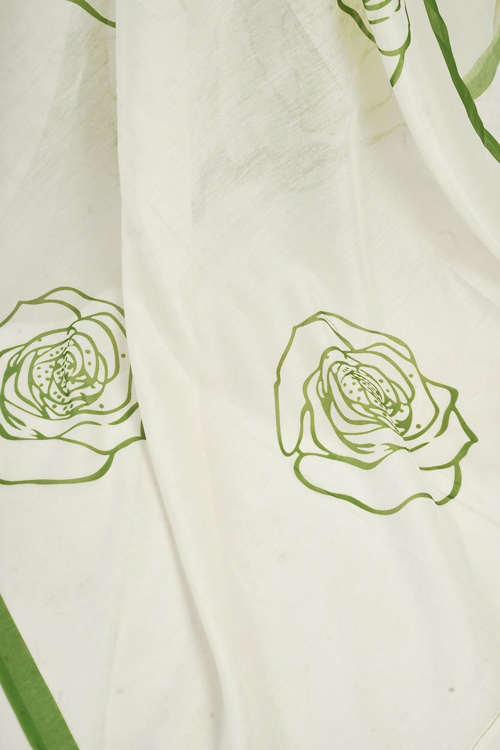 Vastranavya Green Digital Printed Linen Ready To Wear Designer Saree with Unstitched Blouse