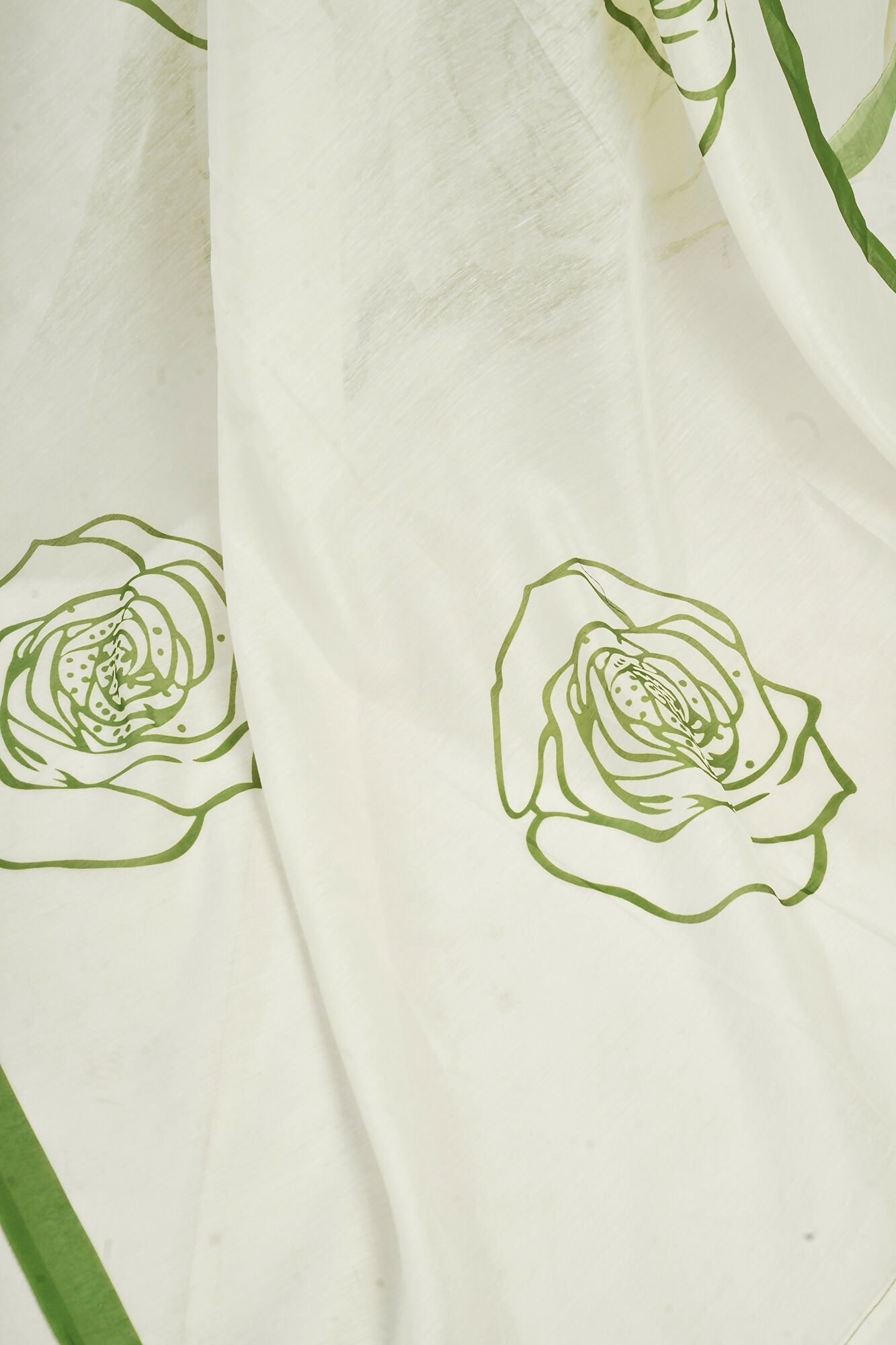 Vastranavya Green Digital Printed Linen Ready To Wear Designer Saree with Unstitched Blouse