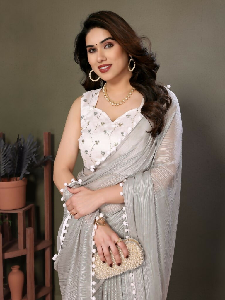 Designer Partywear Grey Banglor Fancy Saree - Kanak