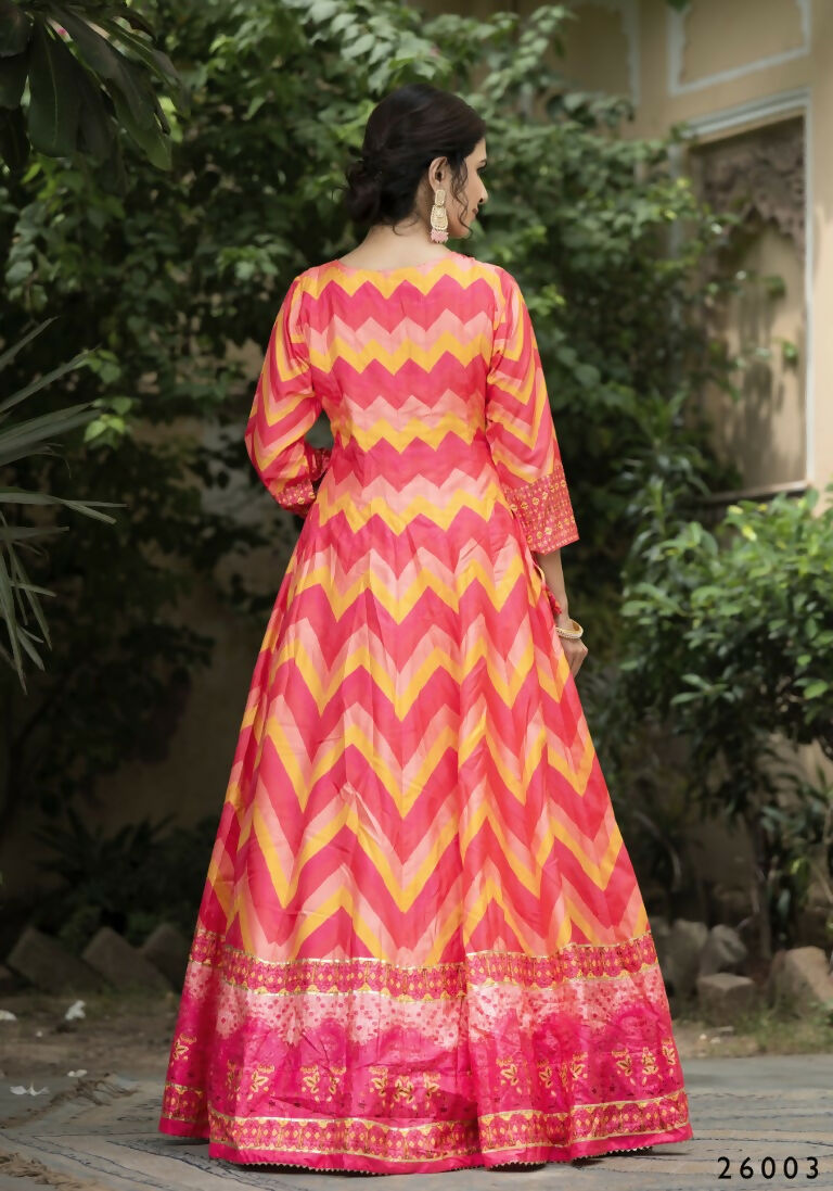 Wedding Designer Multi Soft Dola Silk Anarkali suit with Dupatta - Samanta