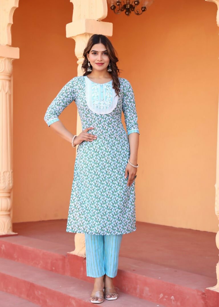 Alvano Women's Kurti with Pant and Dupatta Set for Women's and Girls