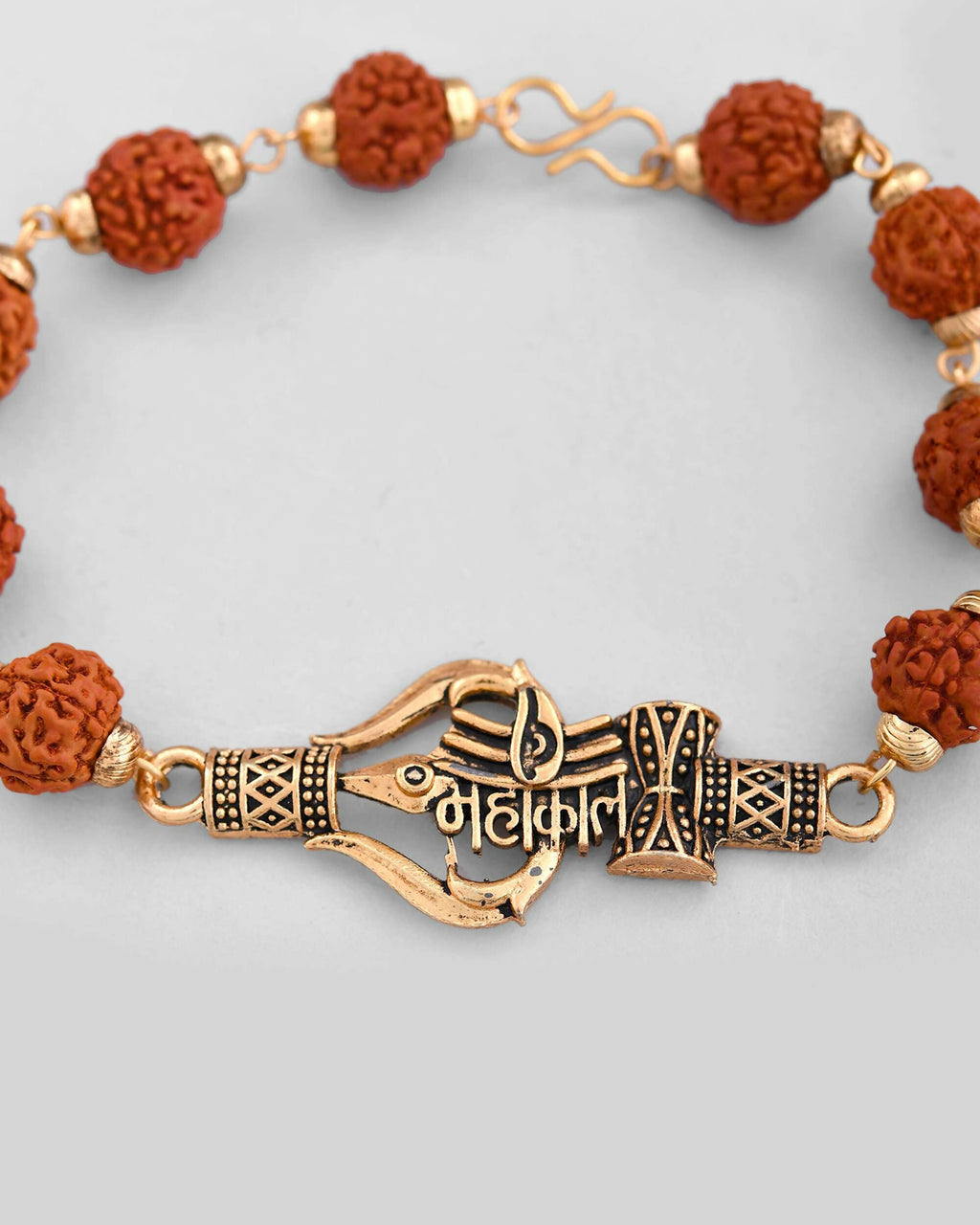 VOJ Gold-Polished Rudraksh Mahakal Bracelet