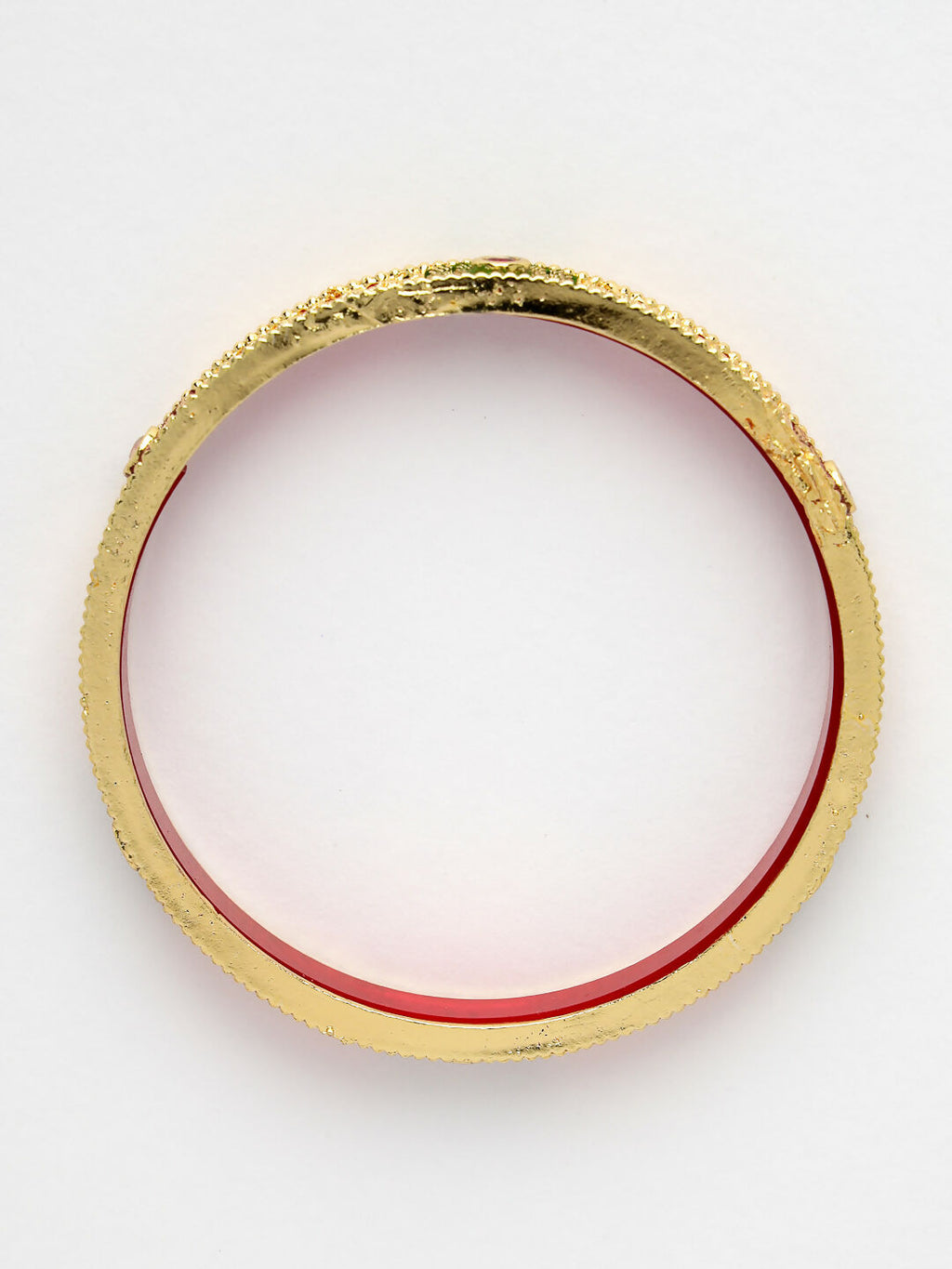 NVR Women's Set Of 2 Gold-Polished Red Kundan Traditional Bangles