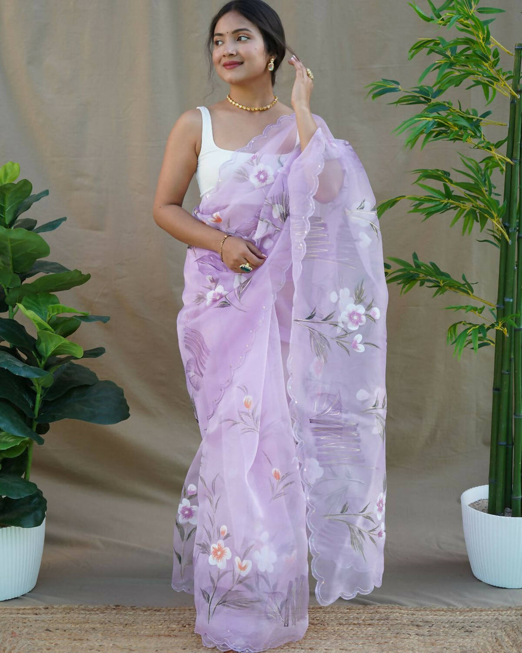 Vamsee Lavender Organza Saree