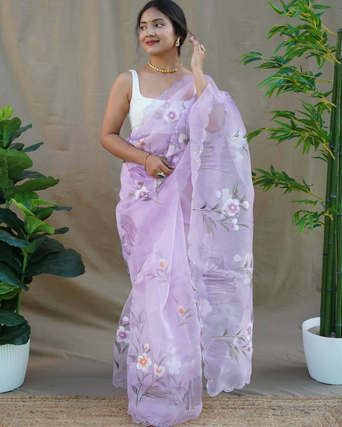 Vamsee Lavender Organza Saree
