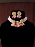 Mominos Fashion Johar Kamal Women's Pink Beads Pearls Gold-Polished Jewellery Set
