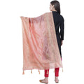 A R Silk Peach Color Silk Pahadi Print Dupattas and Chunnis