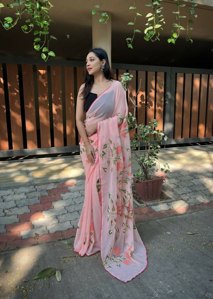 Vamsee Aditi Pink Georgette Saree