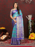 Lorenvalley Fashion Skyblue Cotton Woven Design Zari Meenakari Weaving Saree