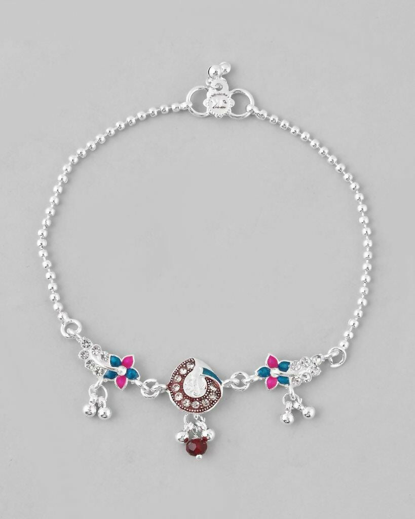 VOJ Set of 2 Traditional Stone Studded Anklet