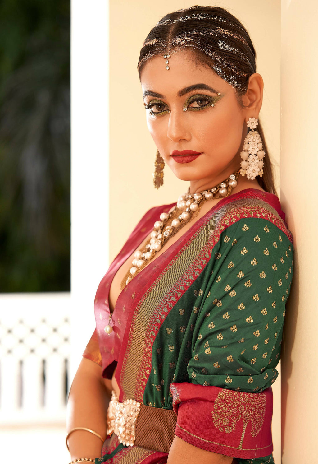 Green Soft Banarasi Paithani Copper Zari Weaving Saree With Unstitched Blouse Piece - Jodha