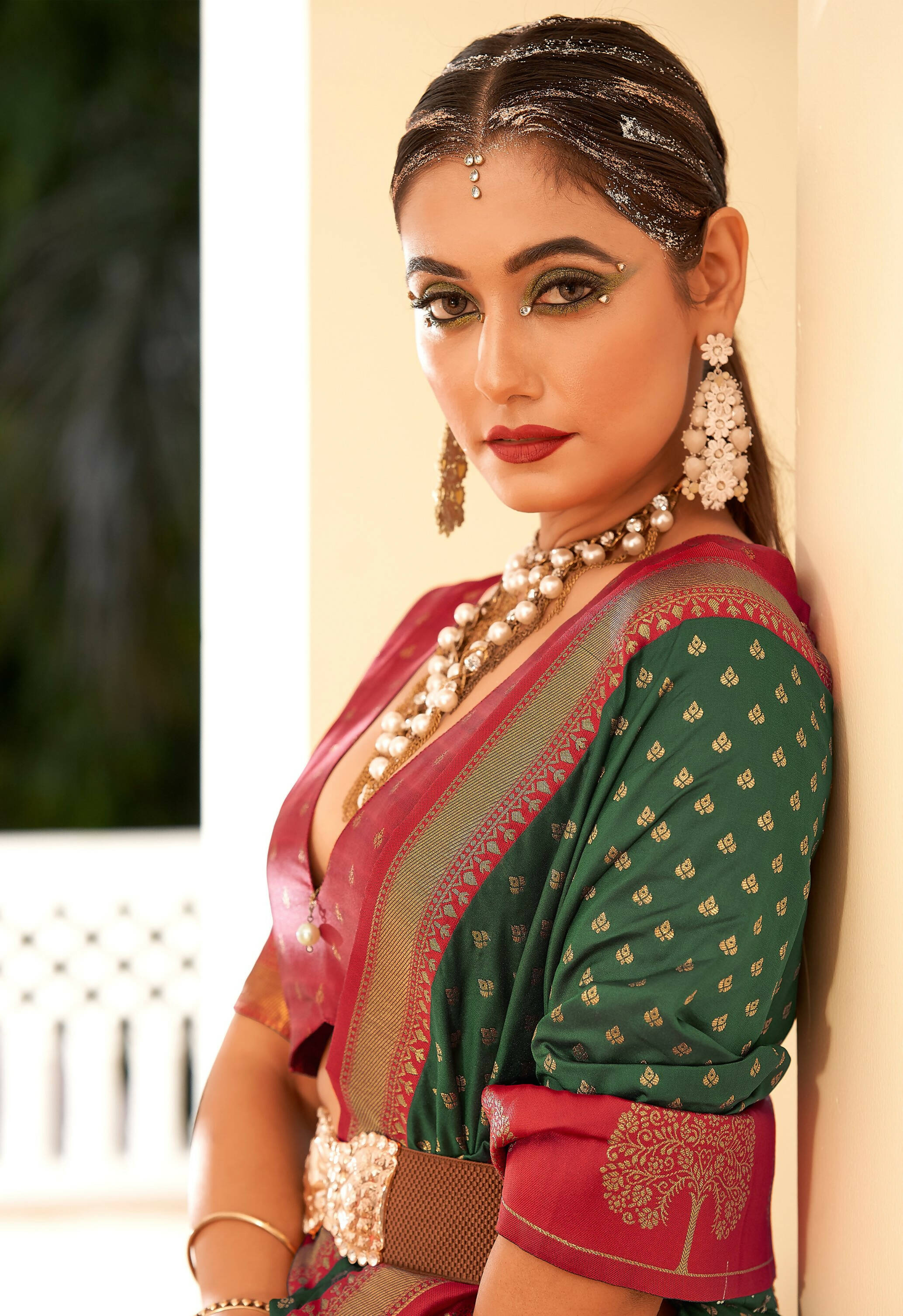 Green Soft Banarasi Paithani Copper Zari Weaving Saree With Unstitched Blouse Piece - Jodha