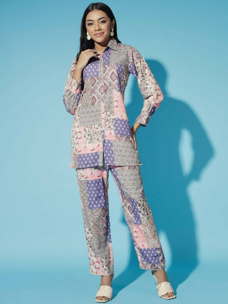Myshka Women Multi-Printed Bling & Sparkly Co-Ords