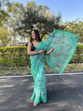 Vamsee Vidhi 1 Blue Organza Saree