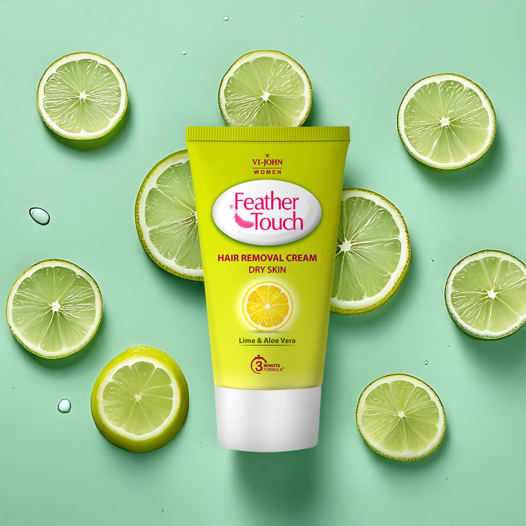 VI-JOHN Feather Touch Lime & Aloevera Hair Removal Cream for Women for Dry Skin, Suitable for Legs, Underarms, Bikini Line, Arms