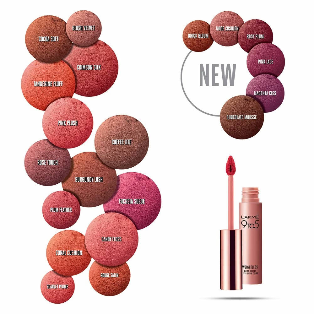 Lakme 9 To 5 Weightless Mousse Lip & Cheek Color - Fuchsia Sude