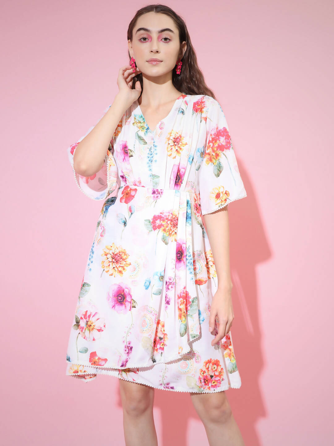 Myshka Women's Multi Floral Printed Empire Dress