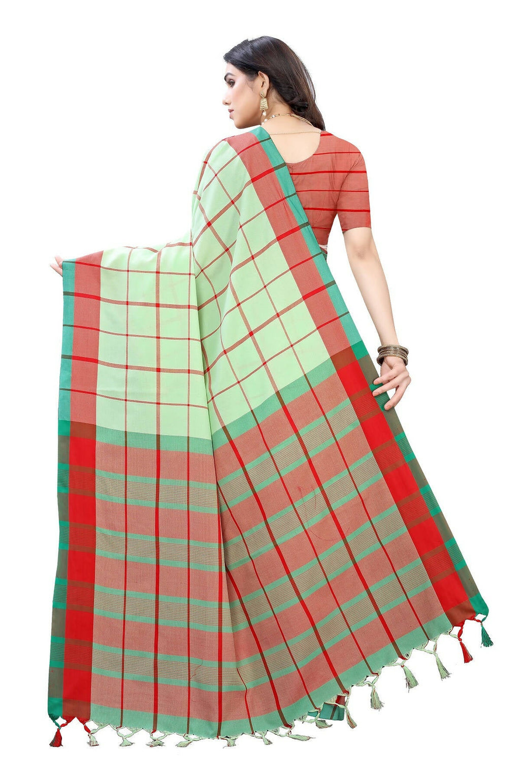 Vamika Pista Green Cotton Silk Weaving Saree
