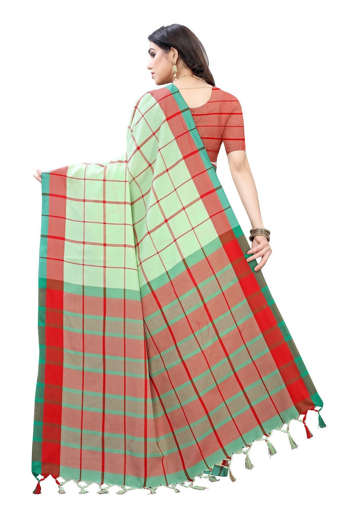 Vamika Pista Green Cotton Silk Weaving Saree