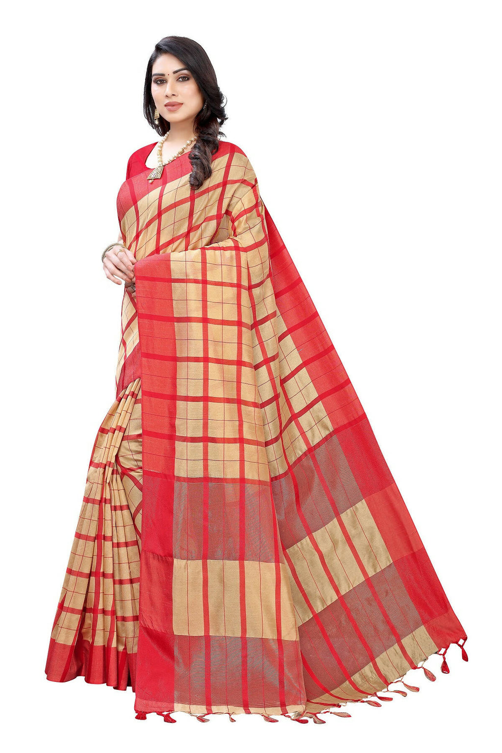 Vamika Cream Cotton Silk Weaving Saree (SATURN CHICKU)