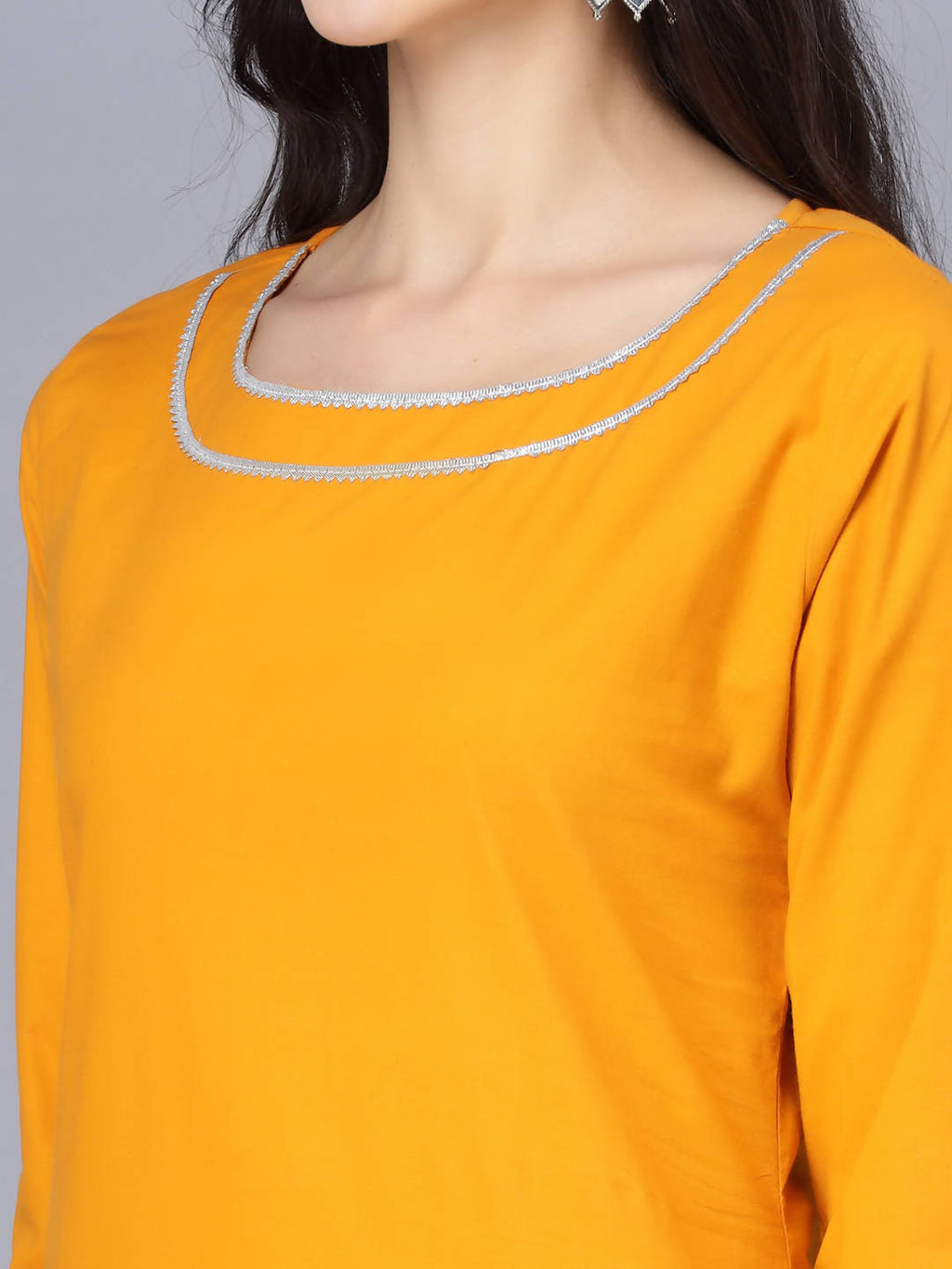 Myshka Women Mustard Yellow Pure Cotton Kurta with Trousers With Dupatta