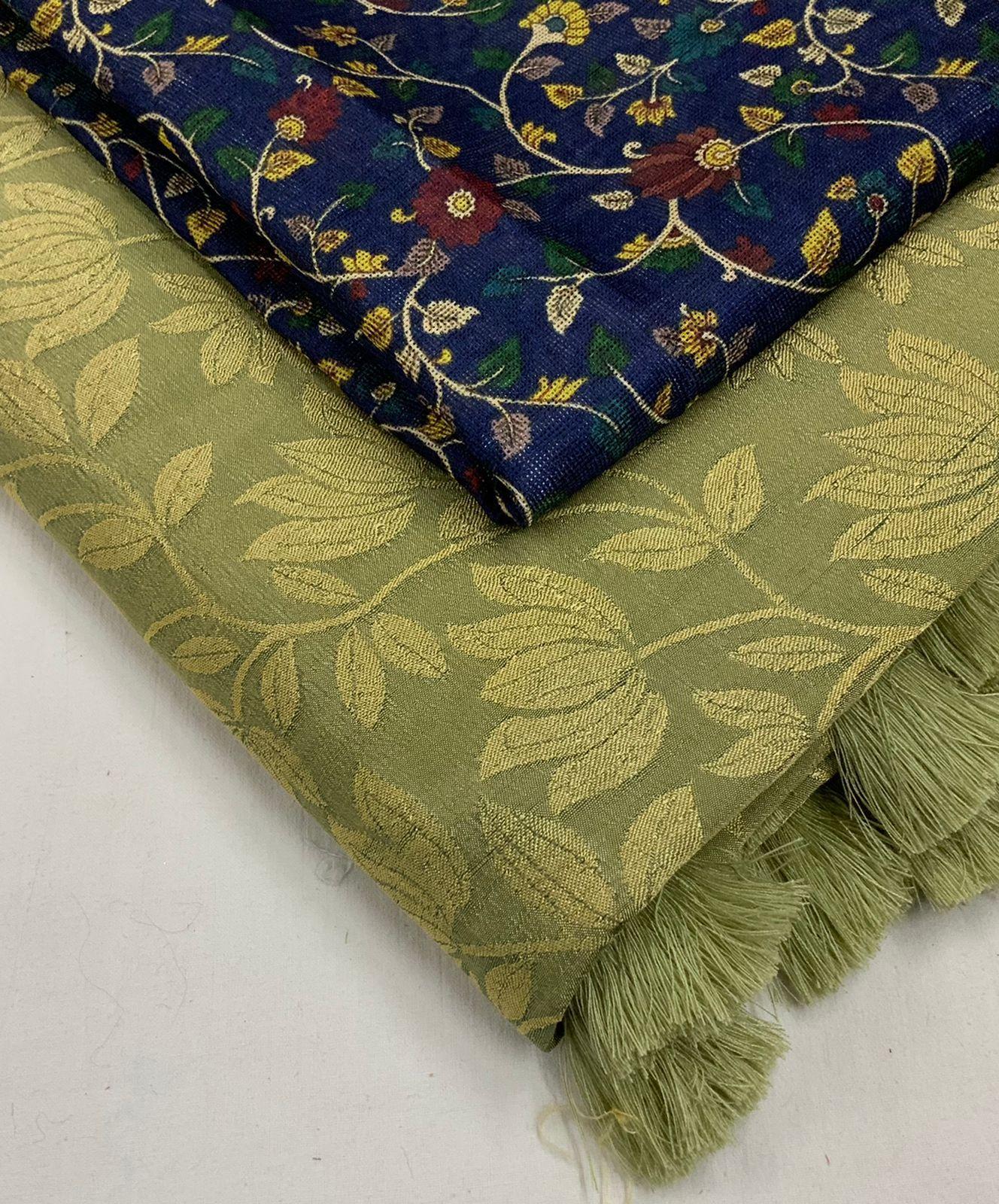 Olive Jute Silk Woven Design Saree with Unstitched Blouse - Hiral Fashion