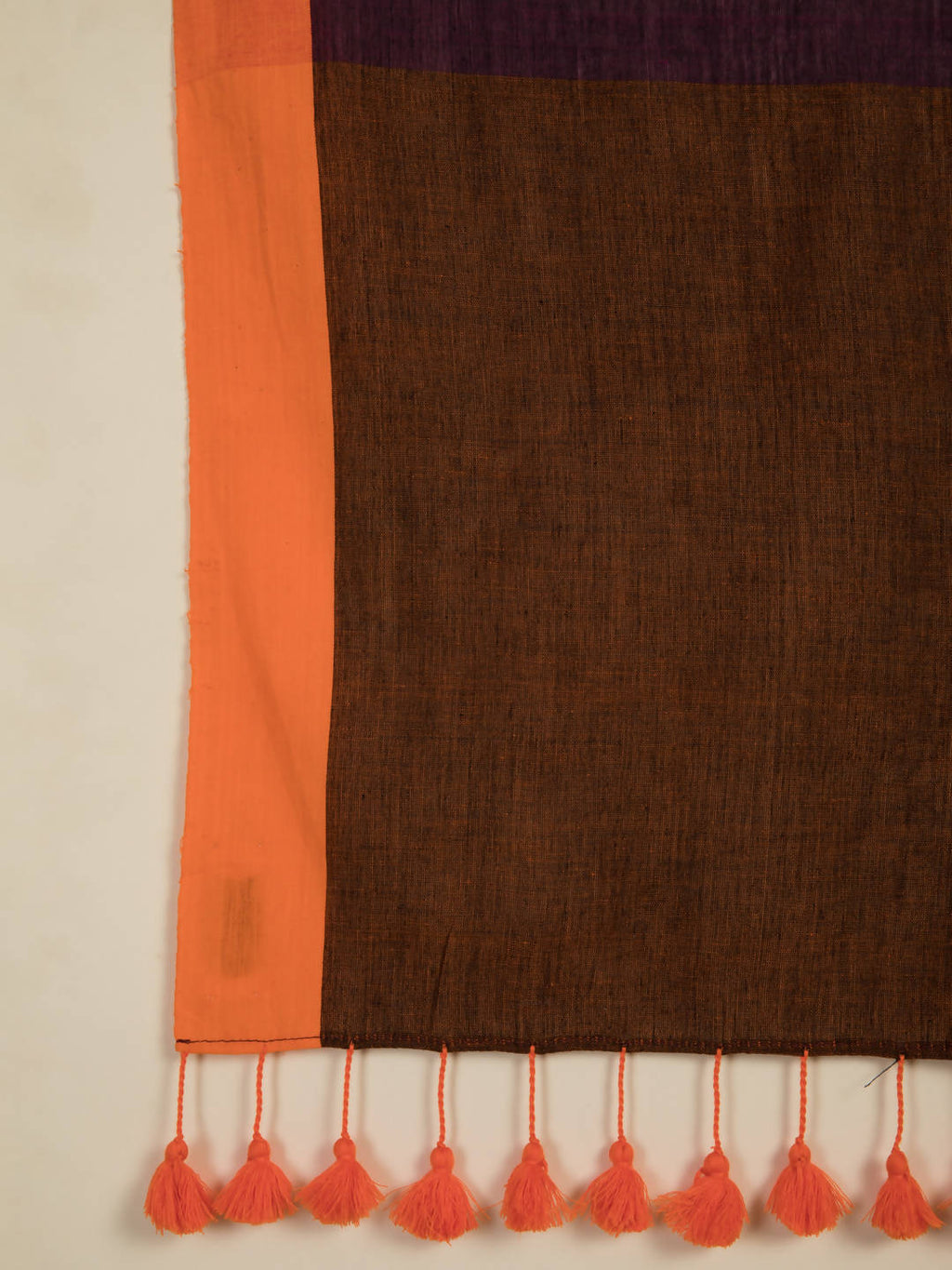 Suta Purple Orange Colourblocked Pure Cotton Saree