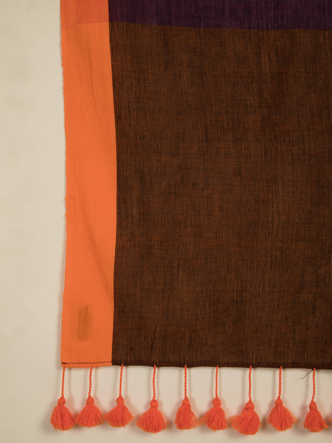 Suta Purple Orange Colourblocked Pure Cotton Saree