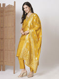 Yellow PV Chanderi Embroidery Work Kurta Set - Riya