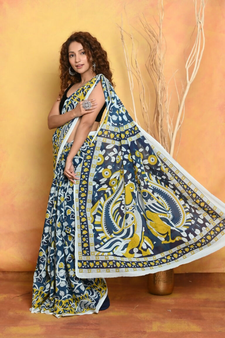 Very Much Indian Handblock Printed Cotton Saree With Natural Dyes