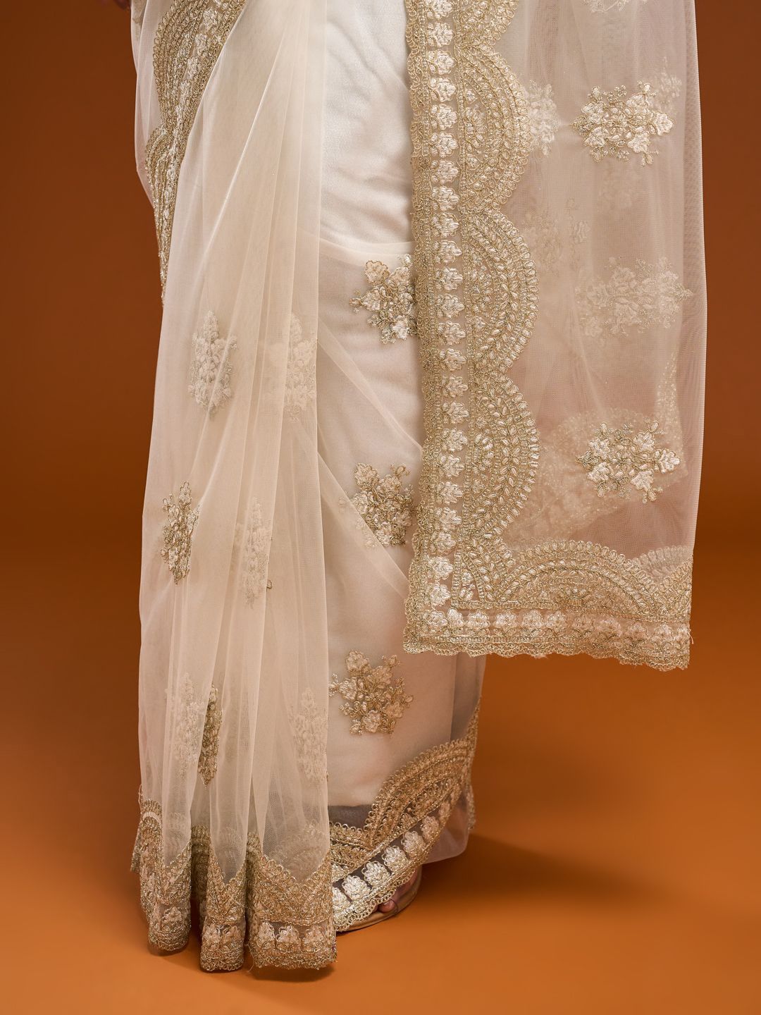 kasee Floral Embroidered Net Saree