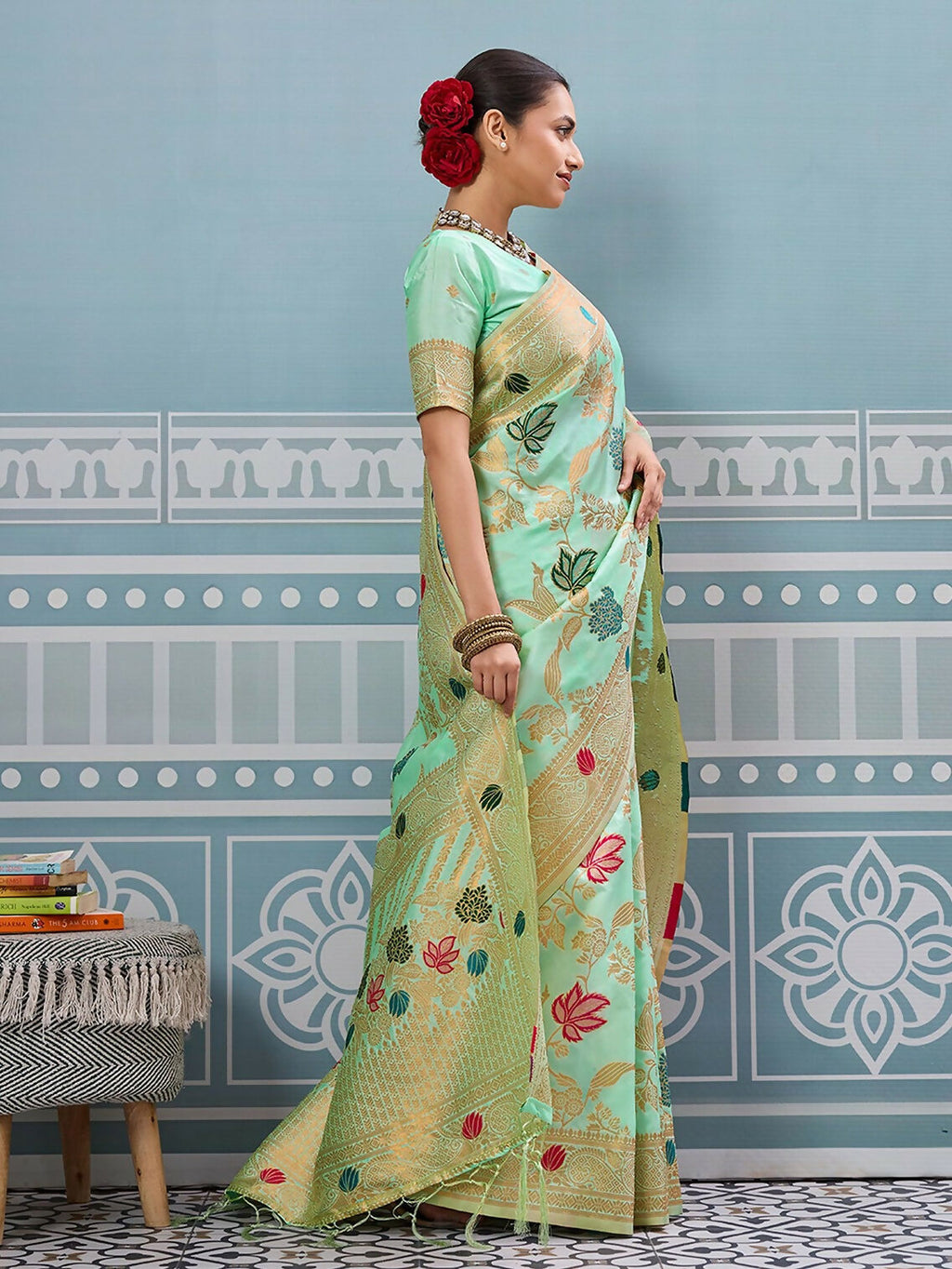 Shree Shyam Fashion Pista Silk Saree