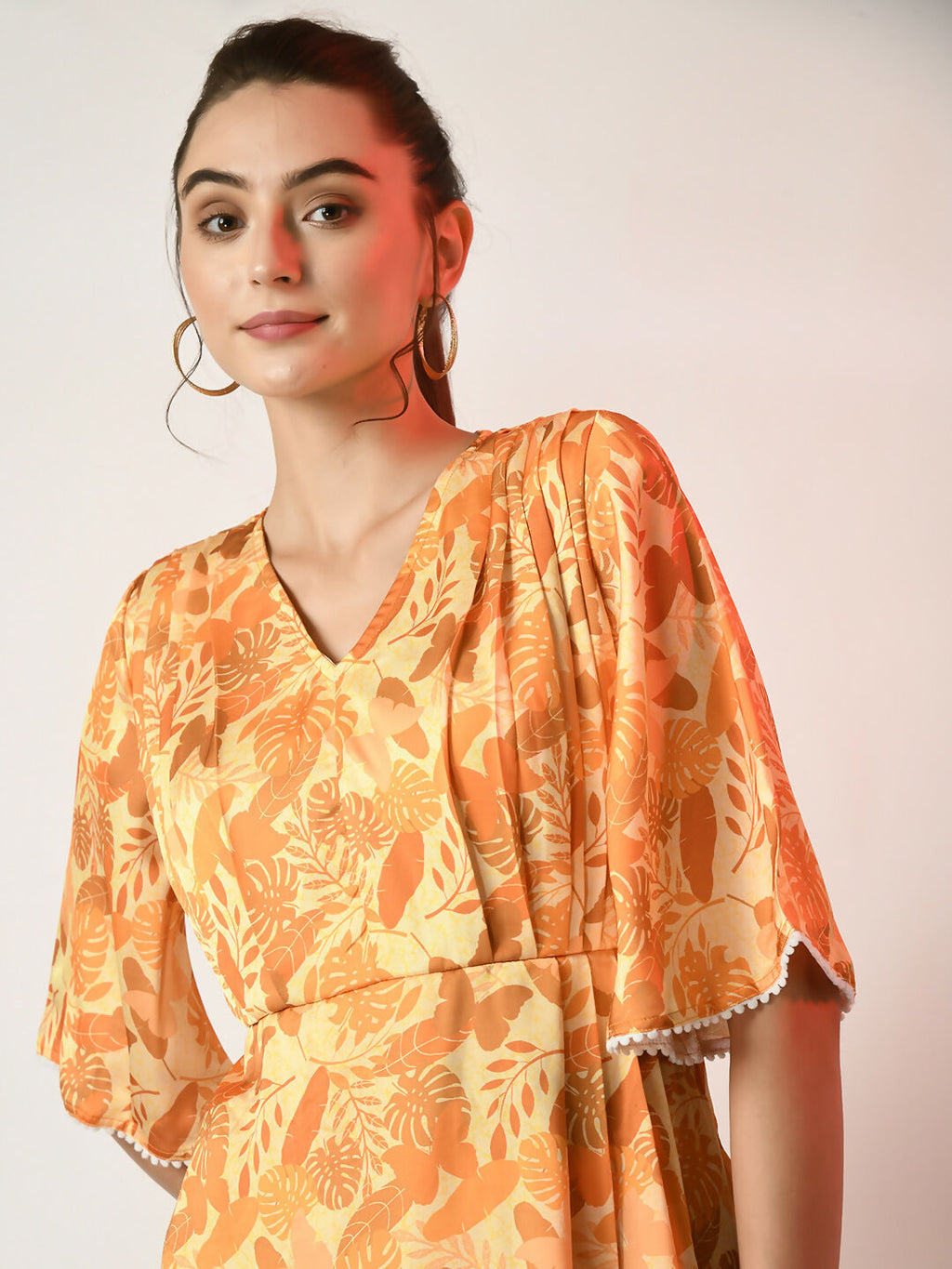 Myshka Women's Yellow Printed Dress
