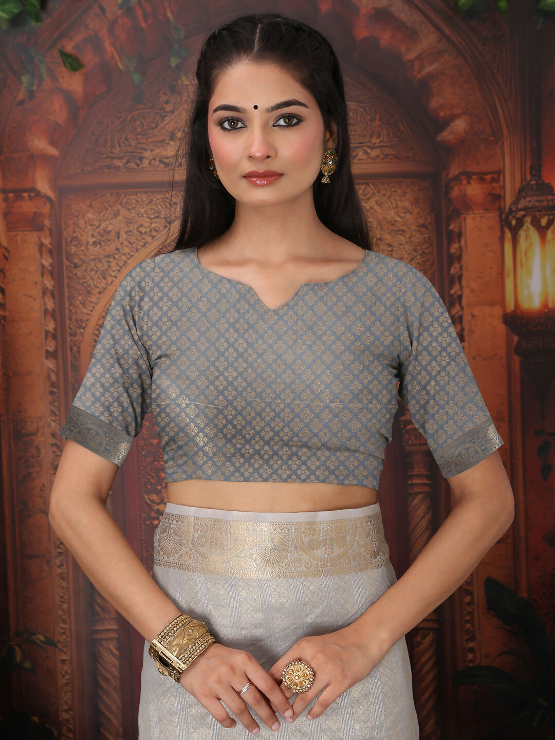 Shree Shyam Fashion Organza Gray Saree