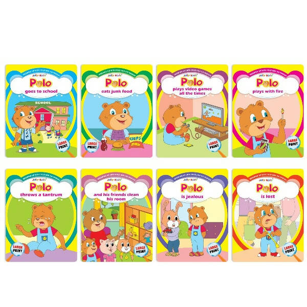 Jolly Kids Growing Up with Polo and His Friends Character Base Stories Books Set of 8| Large Picture Stories Books for Kids Ages 3 -8 Years