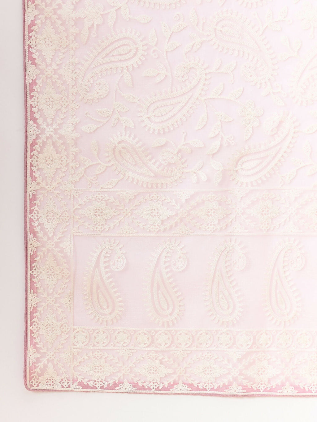 Purple Organza Paisely Embroidered Saree with Unstitched Blouse Piece - Roozal
