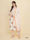 Designer Stylish white cotton Stitched Suit With Dupatta - Tanisha