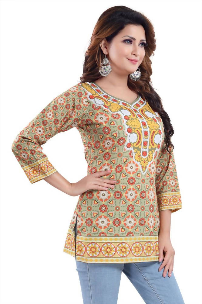 Snehal Creations Faux Crepe Printed Tunic Top