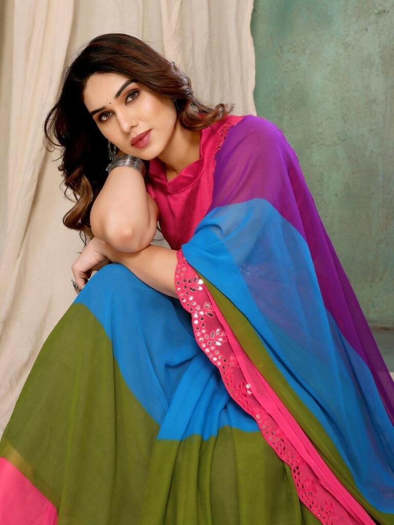 Aafreen Partywear Designer Multi Georgette Fancy Saree
