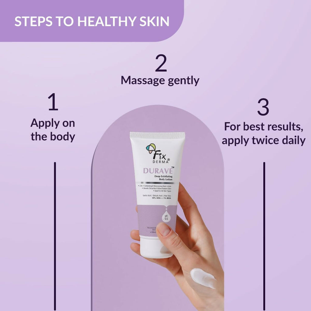 Fixderma Durave 10% AHA + 1% BHA Deep Exfoliating Body Lotion with Lactic & 1% Salicylic Acid