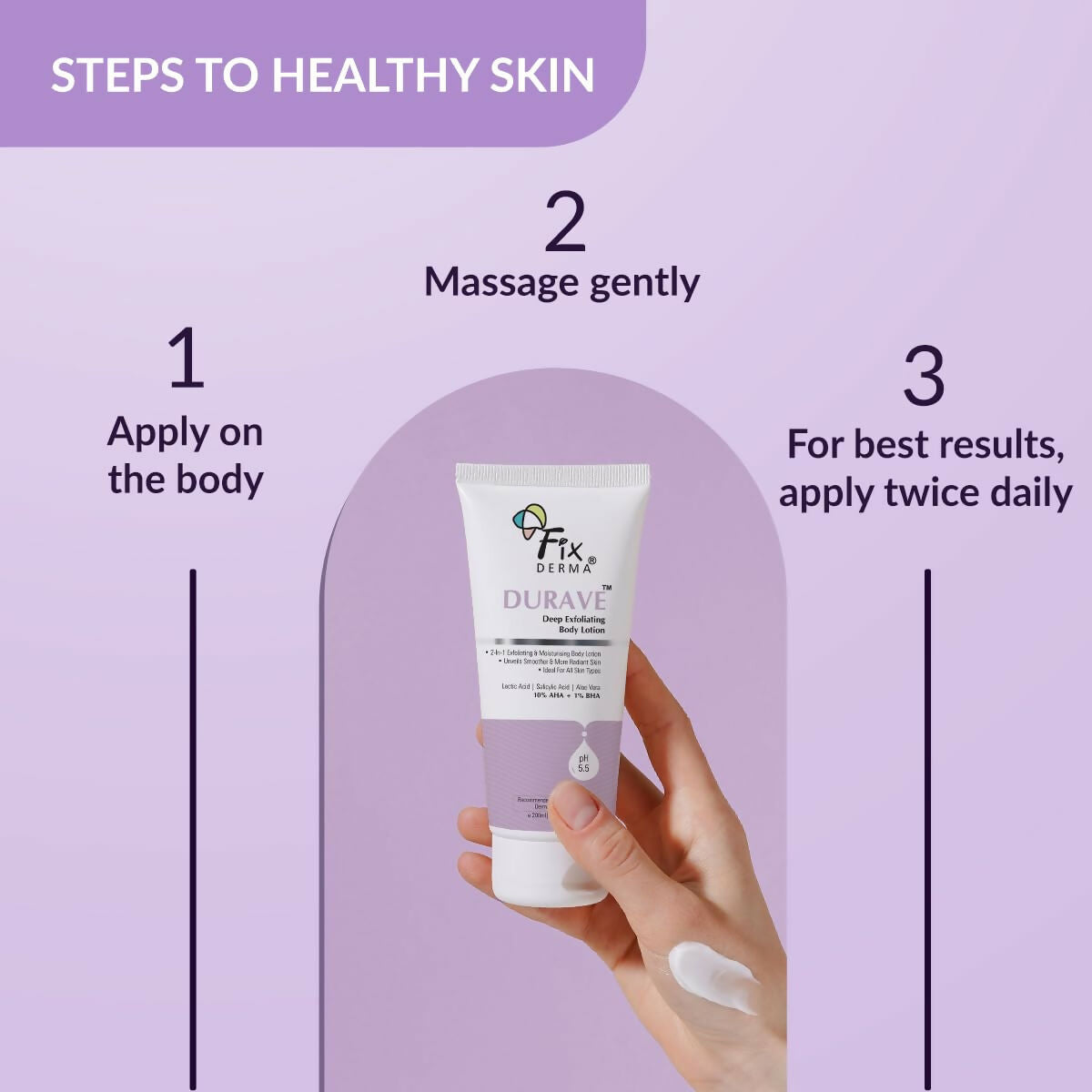 Fixderma Durave 10% AHA + 1% BHA Deep Exfoliating Body Lotion with Lactic & 1% Salicylic Acid