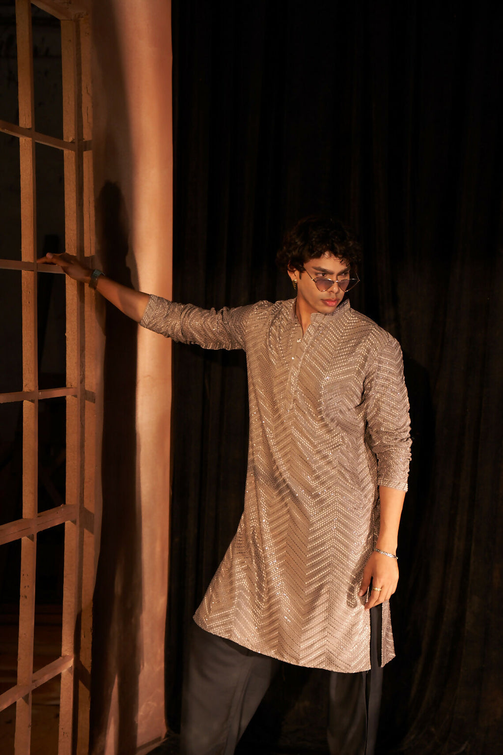 Grey Viscose Chikankari Embroidery Work Men's Kurta Set - Mahotsav
