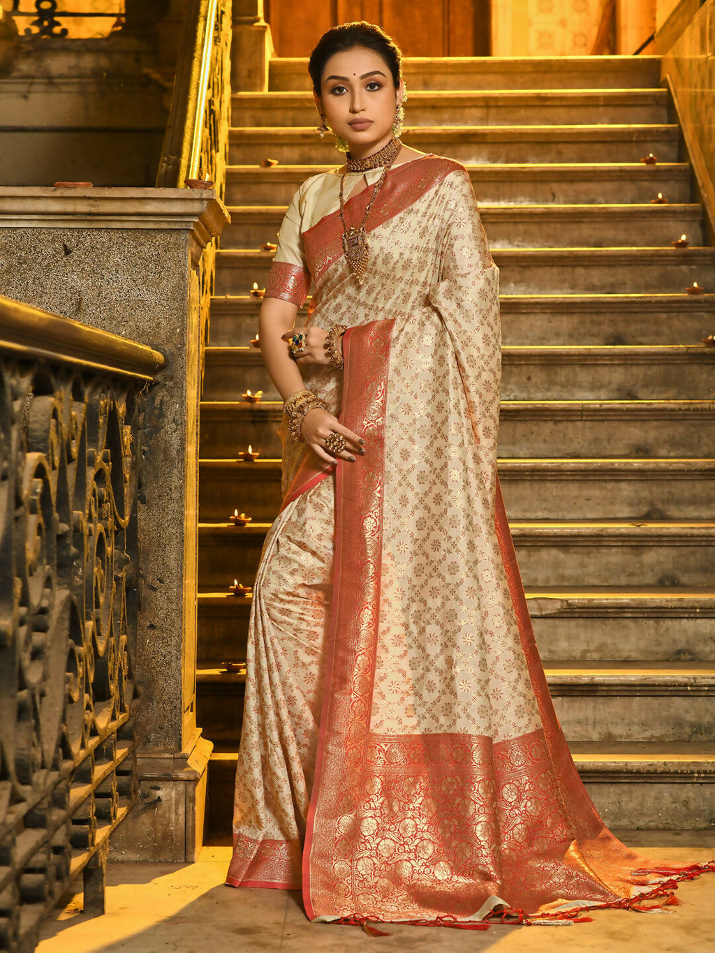 Shree Shyam Fashion Rajvastra Red Banarasi Silk Saree