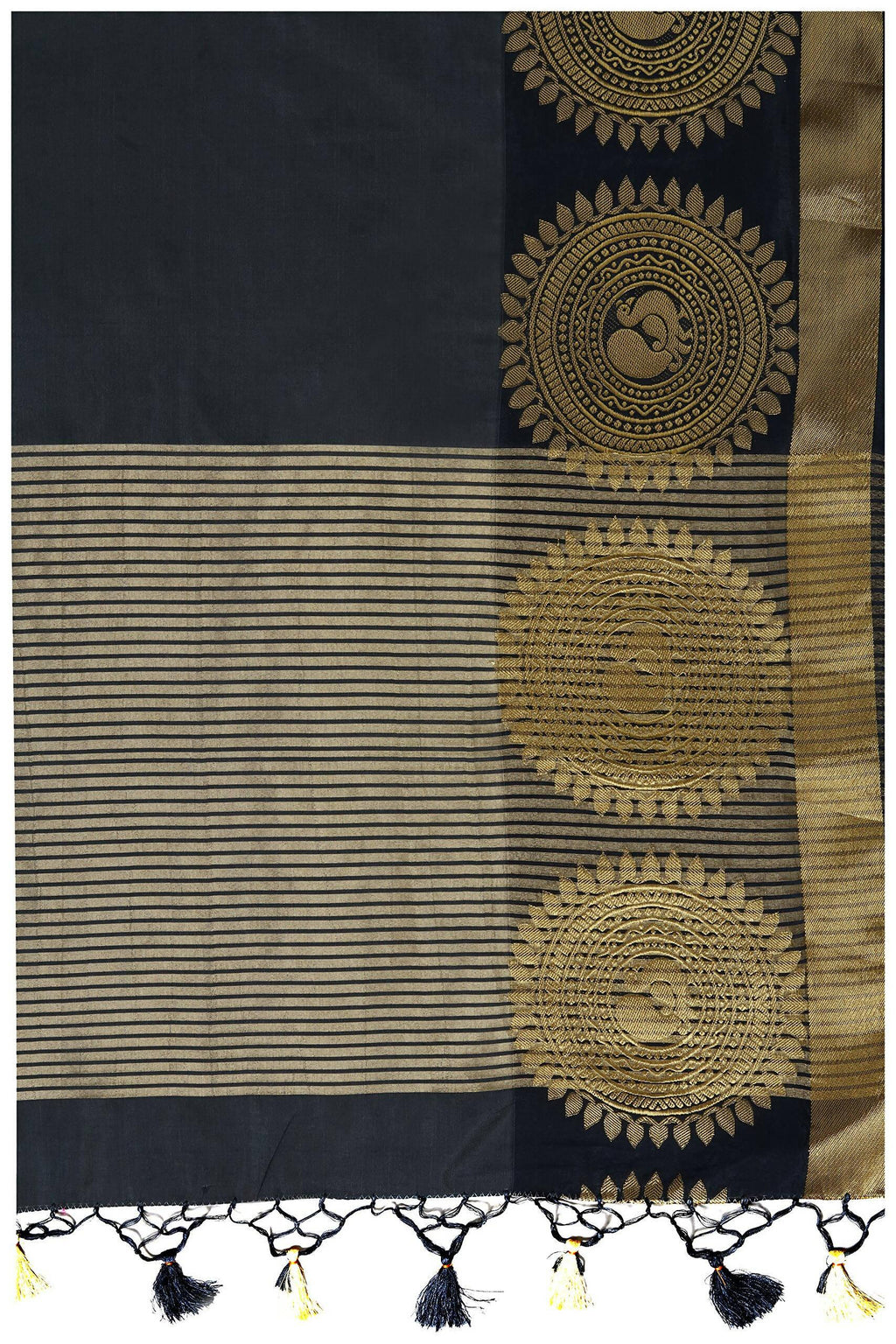 Mimosa Women's Banarasi Tussar Silk Black Saree