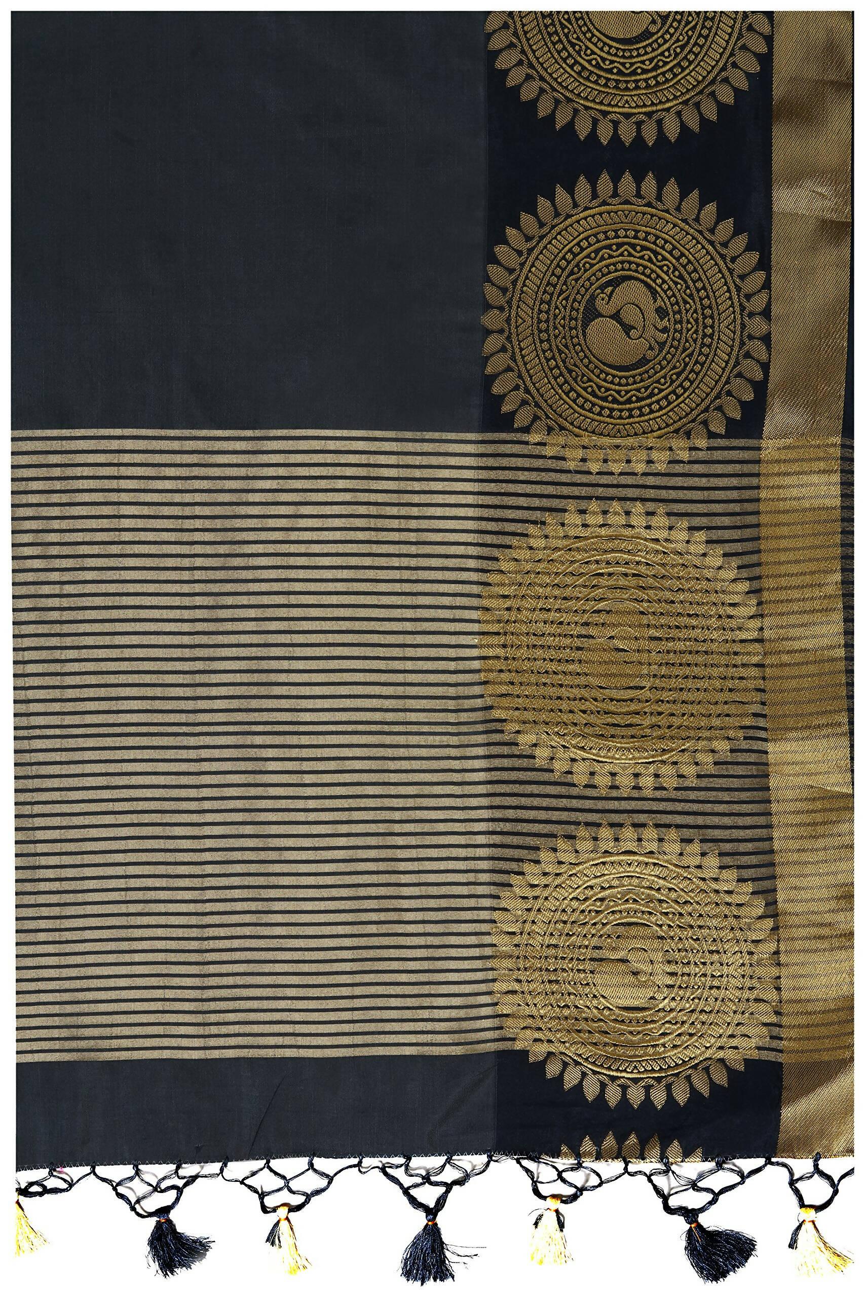 Mimosa Women's Banarasi Tussar Silk Black Saree