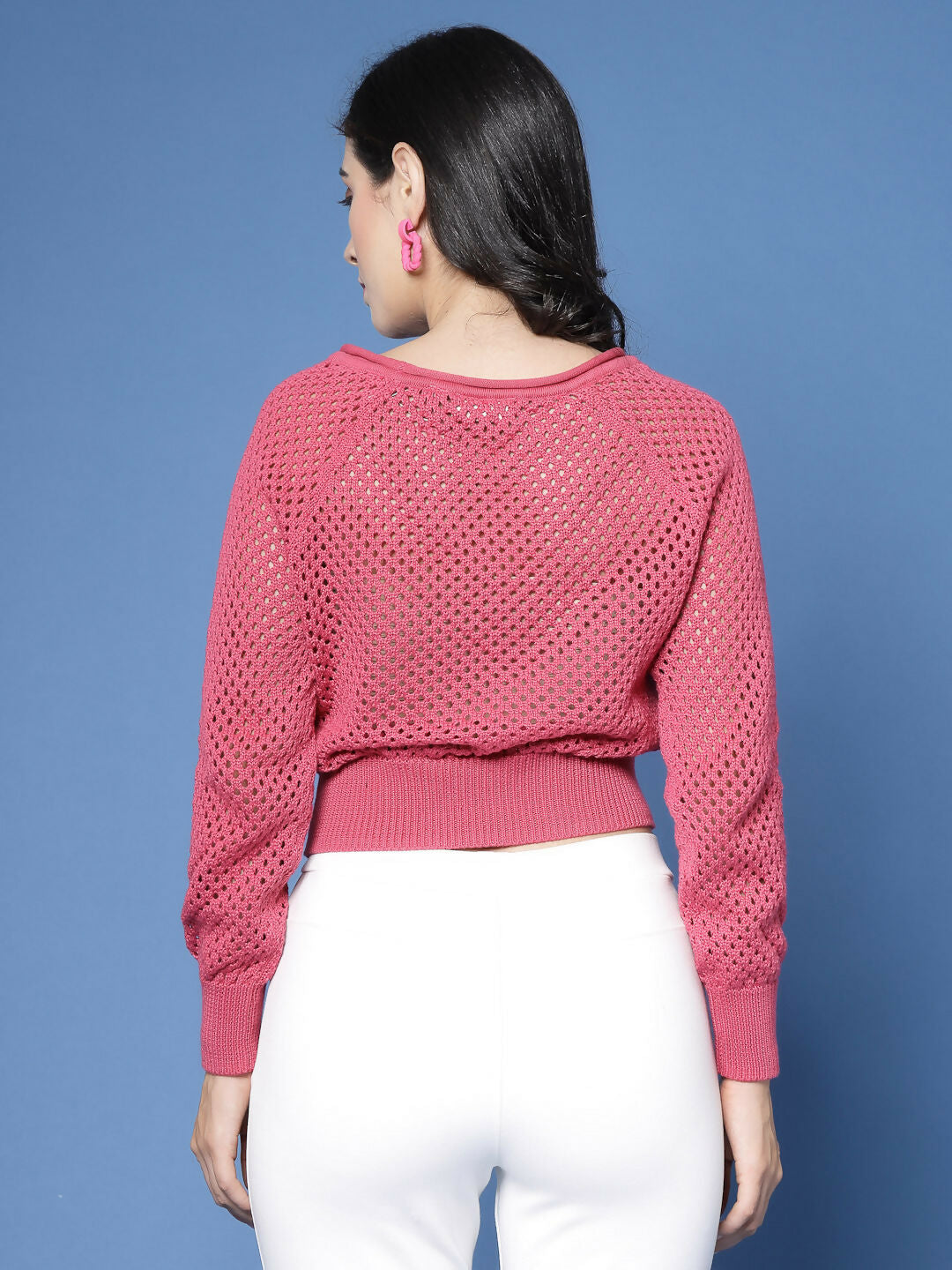 Women Winter Pink Cotton Pullover - Wool Trees