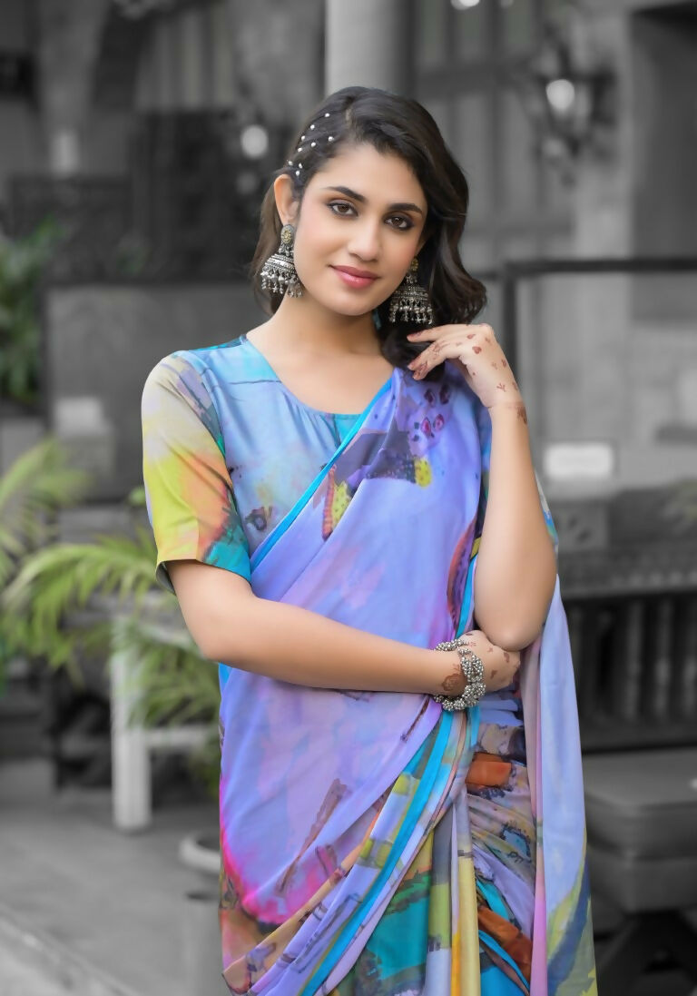 stylish Casual Multi Imported georgette Ready to Wear Fancy Saree - Ashwini