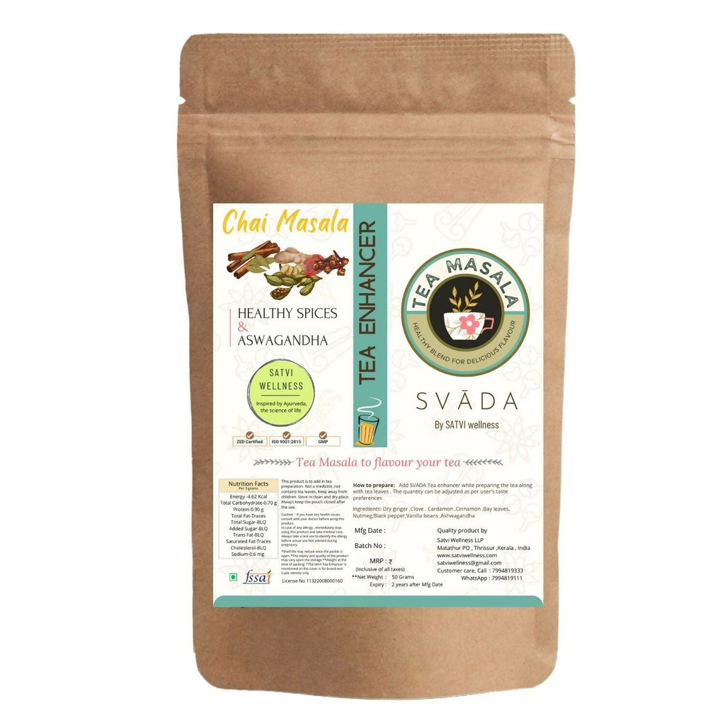 Satvi Wellness Tea masala with Ashwagandha | Ashwagandha tea mix | Satvi Tea enhancer