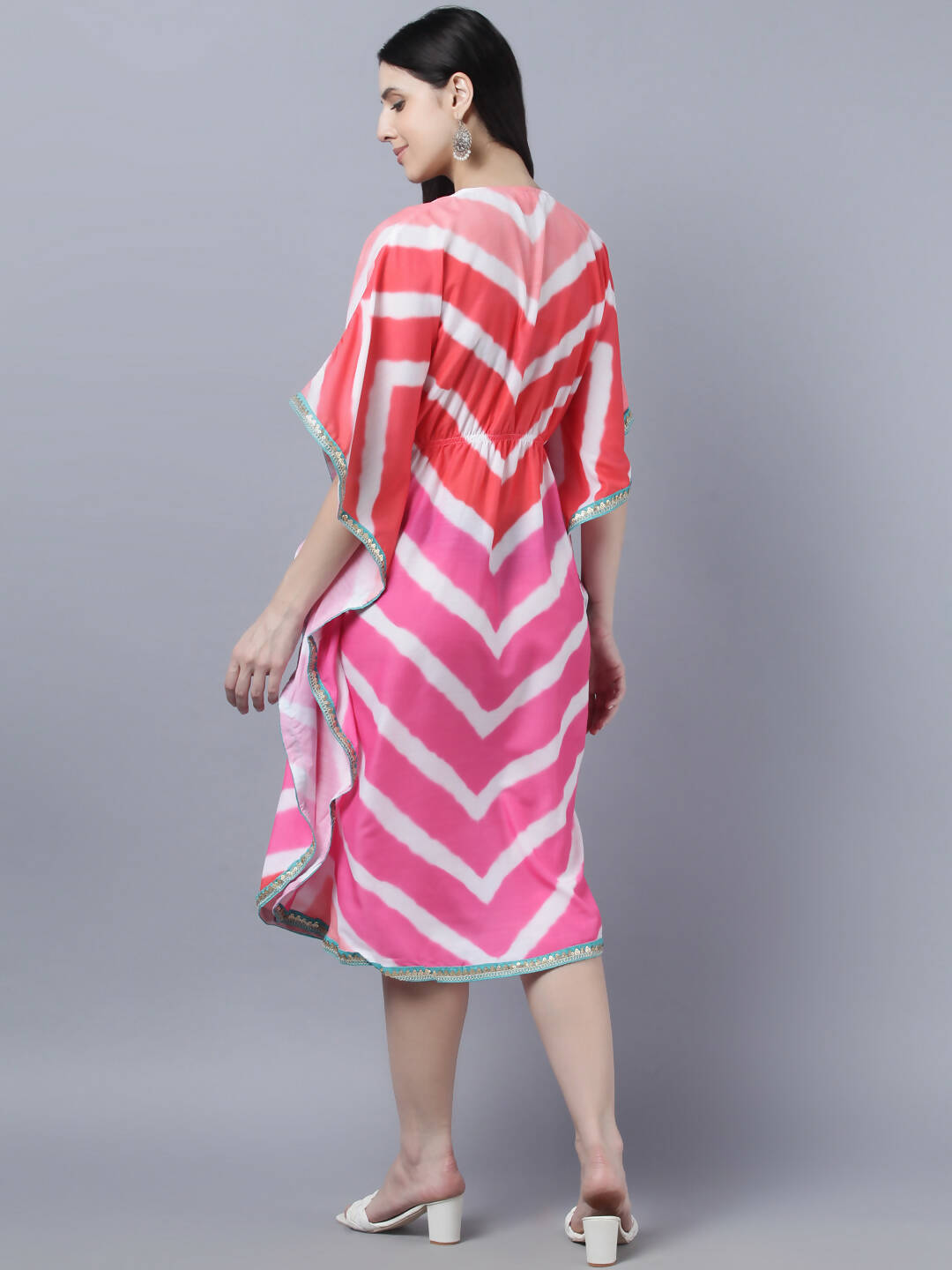 Myshka Women's Multicoloured Striped Kaftan Dress